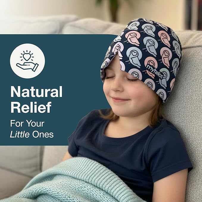 MyHalos® Children's Migraine Relief Cap - Kids Headache Relief for Fever, Bumps & Bruises - Cooling Gel Headache Ice Pack - Ice Pack Hat for Boo Boos - Cold Head Wrap (Multicolor)