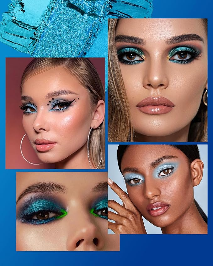 MAKI YIKA Blue Eyeshadow Palette for Women Blue Eye Shadow 9 Color Matte Shimmer Glitter Eye Makeup Palette Long Lasting Pigmented Eyes Makeup-9Blue