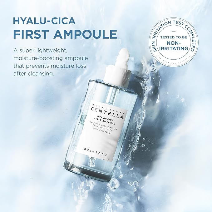 SKIN1004 Hyalu-Cica First Ampoule, Korean Serum for Face with Hyaluronic Acid & Centella, Facial Ampoule Serum for Deep Moisture, Lightweight Centella Ampoule, Korean Skin Care, 3.38 fl.oz / 100ml