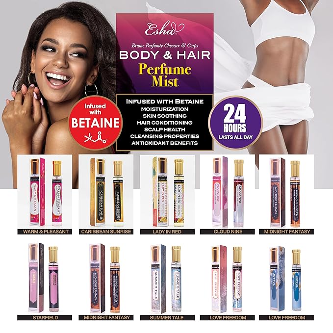Esha Body & Hair Perfume Mist - Eau de Parfum for Women - Infused with Betaine - (MIDNIGHT FANTASY)