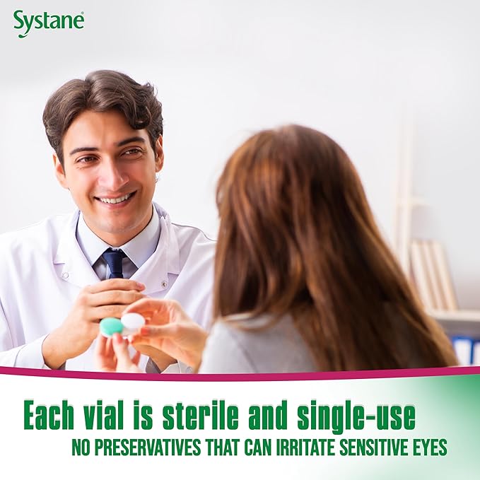 Systane ULTRA Preservative Free Lubricant Eye Drops, 60 Count, Fast-Acting Dry Eye Relief from Irritation & Dryness, Hydrating Eye Drops for Extended Protection, Single-Use Vials