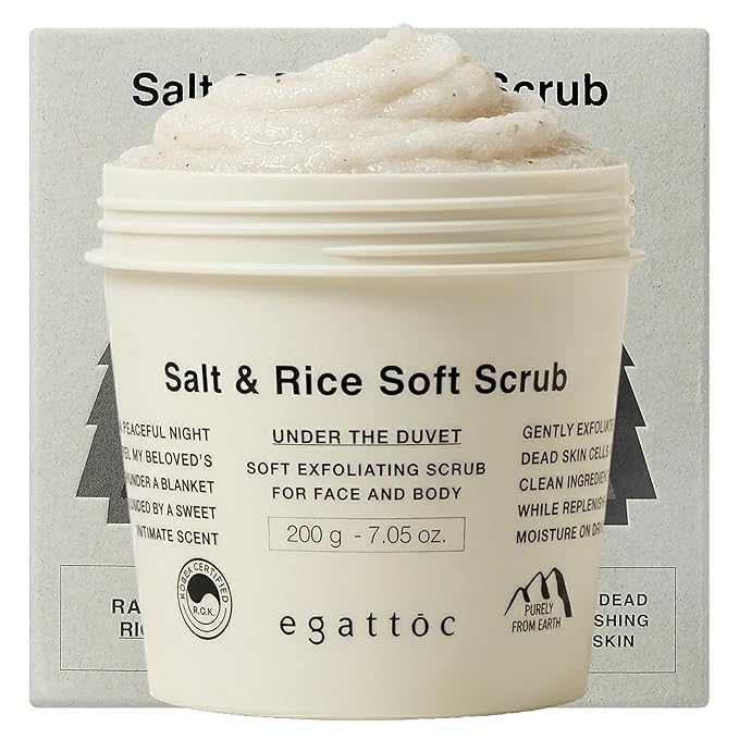 Foaming Body Scrub for Dull Skin, Salt & Rice Bran Whipped Sugar Scrub with AHA BHA PHA, Radiance Boosting 2-in-1 Face & Body Wash Exfoliator, Walnut Shell Powder, Wild Cotton Scent, 7.05 oz