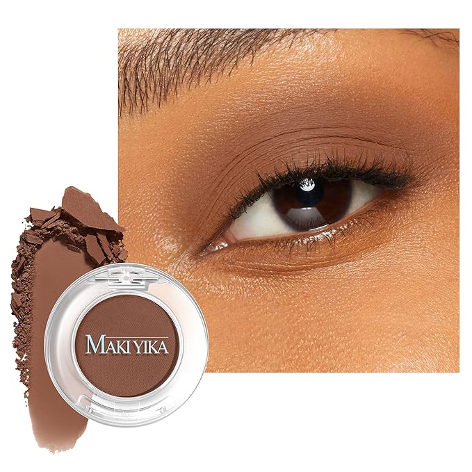 MAKI YIKA Earth Brown Matte Single Eye Shadow Palette for Women, Pigmented White Eyeshadow Powder for Brown Eyes, Color Stay Long Lasting Waterproof Eye Makeup Palette, #12