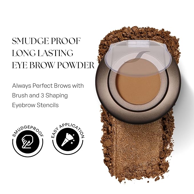 SORMÉ Smudge Proof Long Lasting Eye brow Powder for Women - Always Perfect Brows with Brush and 3 Shaping Eyebrow Stencils (Fine, Medium, Full) - Finest Color Pigment Eyebrow Filler - Medium Brown
