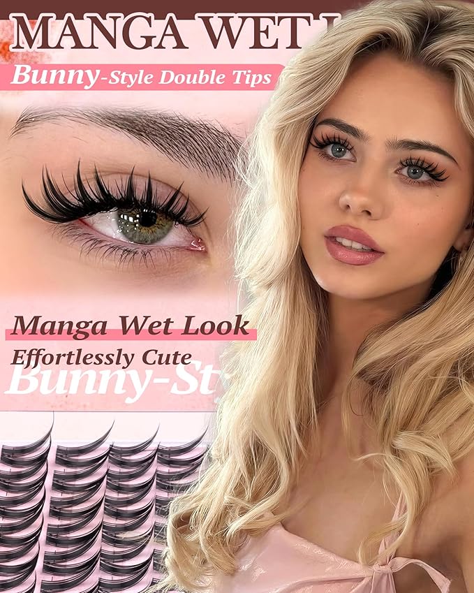 Manga Lash Clusters Bunny Fairy Eyelash Clusters Wet Look Anime Cluster Eyelash Extensions 10-16mm Cluster Lashes Natural Wispy DIY Lash Extension Spiky Individual Lashes 90 Pcs by Vanssymunlin