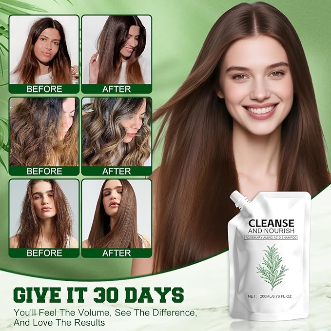 2PCS Rosemary Amino Acid Shampoo, Hair Growth Shampoo for Thinning Hair for Women and Men, with Gentle Formula, Moisturizing and Nourishing, Strengthening Scalp