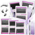 MilyBest 3 Styles Lash Clusters Kit Manga 636Pcs Eyelash Clusters Wispy Lashes Clusters D Curl Individual Cluster Lashes Natural 10-18mm False Eyelashes with Bond&Seal Spiky Lash Packs for Beginners