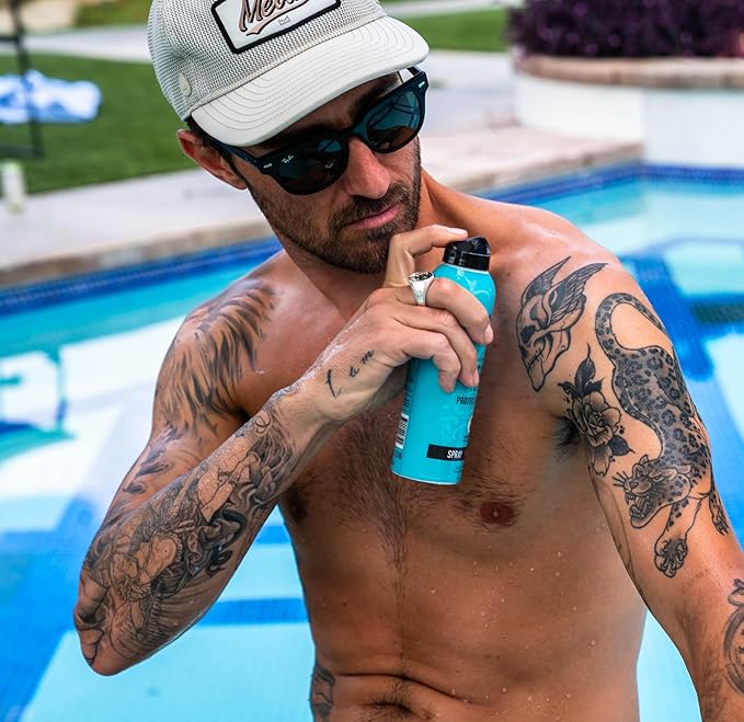 INK-EEZE Tattoo Sunscreen Spray SPF 50, UVA/UVB Blocking, Dries Clear, Ozone Reef Friendly, Vegan, Made in USA, Coconut, 6oz spray