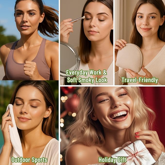 SUSIKEKI Neutral Nude Matte & Shimmer Eyeshadow Palette with Brush - 6 Colors Mini Travel Size, Highly Pigmented Olive-colored Tone Eye shadow, Long Lasting Vegan Makeup Palette for Daily Use 04