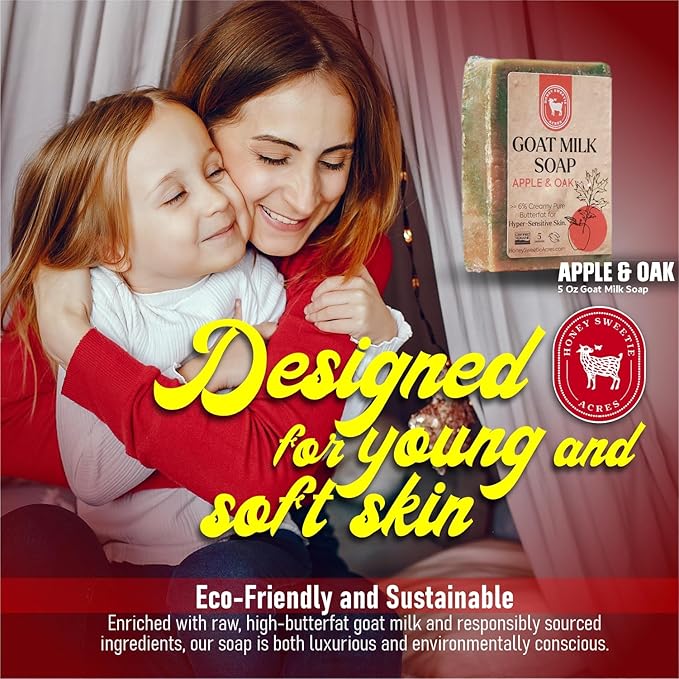 Honey Sweetie Acres Apple Oak Goat Milk Soap - Handmade 5 oz Bar, Made with Natural Ingredients, Moisturizing & Gentle, Made in the USA