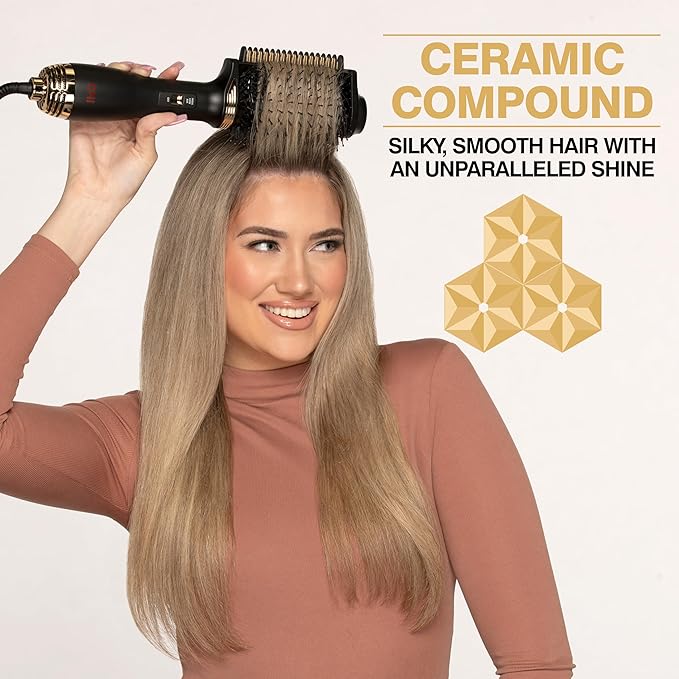 CHI Volume Styler, Blowout Brush for Amplified Volume, Heated Comb to Smoothen & Straighten Hair, 2-in-1 Hair Tool, Measures 4" D x 4" W x 14" H, Black