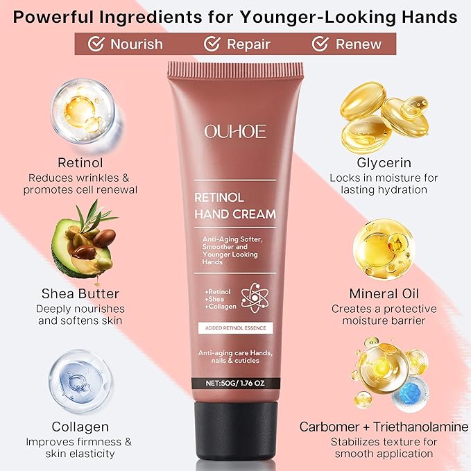Anti-Aging Hand Cream with Naturally Extracted Shea Butter and Collagen – Improves Skin Texture and Maintains a Youthful Appearance