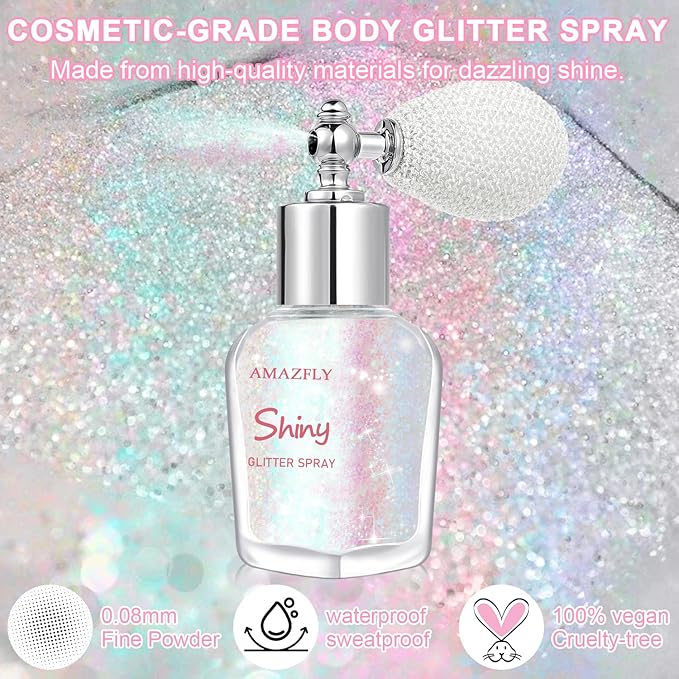 Hair and Body Glitter Spray, Shimmering Powder Sparkle Powder Makeup, Glitter Loose Sparkle Makeup for Body Highlighter,Festival Prom Rave Accessories (Mermaid)