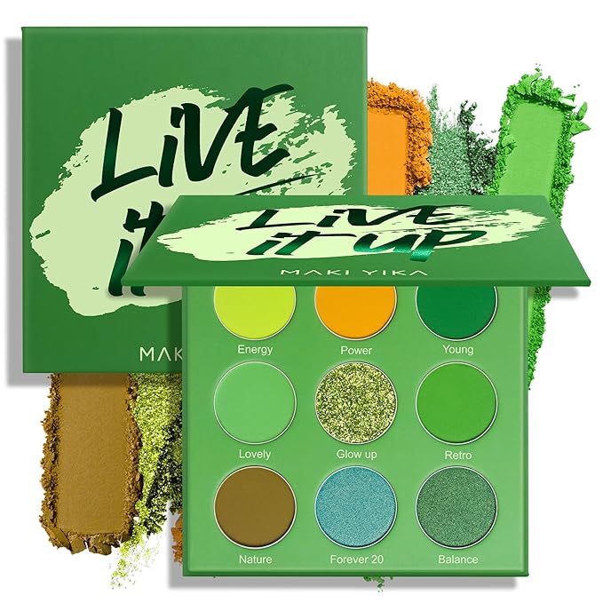 MAKI YIKA Green Eyeshadow Palette Green Eye Shadow for Women Long Lasting Makeup Pigmented & Ultra Blendable Matte Eyeshadows, 9Green