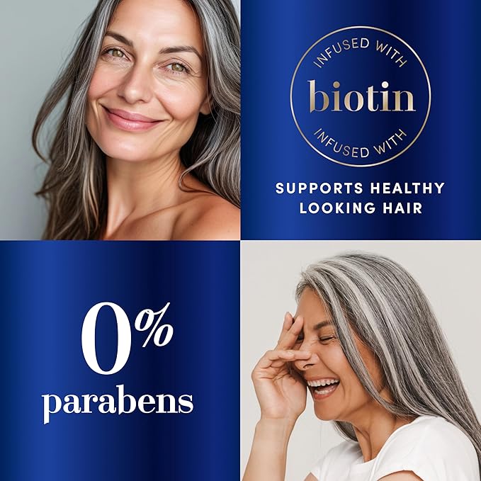 Hair Biology Biotin-Infused Purple Shampoo and Conditioner Set for Grey Hair, Anti-Brassiness, Moisturizing, Color-Safe, Silver & Glowing, Corrects Yellow Tones, 12.8 Fl Oz Each, 2 Count (Pack of 4)