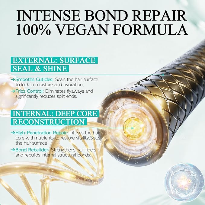 Vegan Bond Repair Hair Mask – Deep Conditioner with Peptides & Amino Acids for Damaged Hair – Bond Builder for Dry, Brittle & Over-Processed Hair – High-Penetrating Hydration Treatment