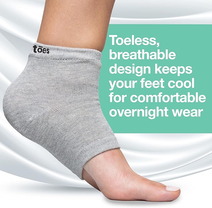 ZenToes Moisturizing Socks for Cracked Heel Treatment, Vitamin E, Olive Oil and Jojoba Oil Infused Heel Socks, Spa Gifts for Women, Relaxation Gifts for Women (Cotton Gray, Regular)