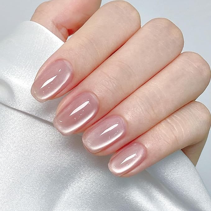 MAYCHAO 15ML Pixel Rose Cat Eye Gel Nail Polish 1Pc Glassy Rose Cat Eye Gel Polish Soak off Holographic Magnetic Nail Polish for Nail Art Manicure Salon DIY at Home, 0.5 OZ