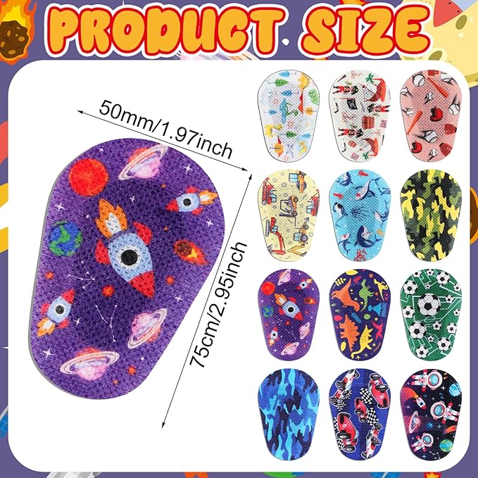 60 Pcs Adhesive Eye Patches for Kids Boys, 12 Styles Eye Patches Cute Boys Toddler Patch Bandages