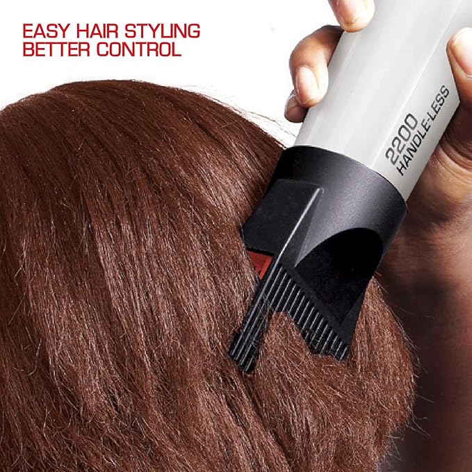 Red by Kiss Handle-Less Ceramic Tourmaline Hair Dryer, 1875W Ergonomic Grip, White, Includes 3 Attachments, For Detangling, Straightening, and Frizz-Free Shine