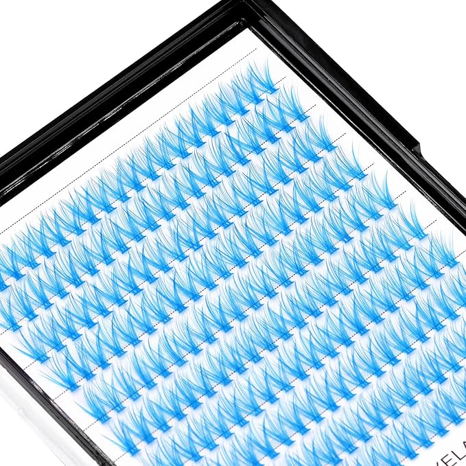 →VAYATOR False Eyelashes 3Styles D Curl 10-18mm 200Pcs To Choose Lashes Extensions Cluster Individual Lash Extensions Reusable False Eyelashes Easy Grafting （Light Blue-D Curl-10mm）
