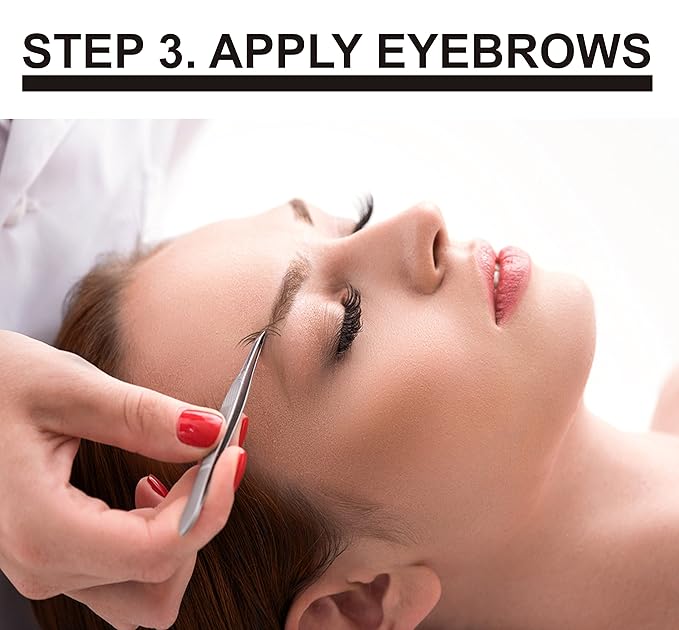 Lash Eyebrow Extensions Kit with 1 x Trays of Mink False Eyebrows in Black, Eyebrow Extension Glue Clear & Extension Tweezers, Comes on Mixed Length Trays 5-8 mm (Black, Violet Tweezer)