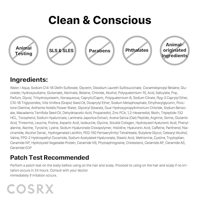 COSRX PEPTIDE 132 Hair Bonding Shampoo - Daily Scalp Treatment for Dandruff, Repairs & Strengthens All Dry and Damaged Hair Types - 6.76 fl oz