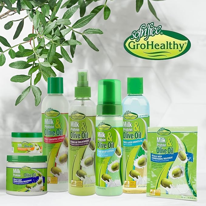 Milk Protein & Olive Oil Hair Deep Conditioning Treatment Hair Mask Strengthens, Repairs, Stops Breakage and Promotes Growth for Soft, Healthy, Manageable Hair - Sofn’Free GroHealthy - Single
