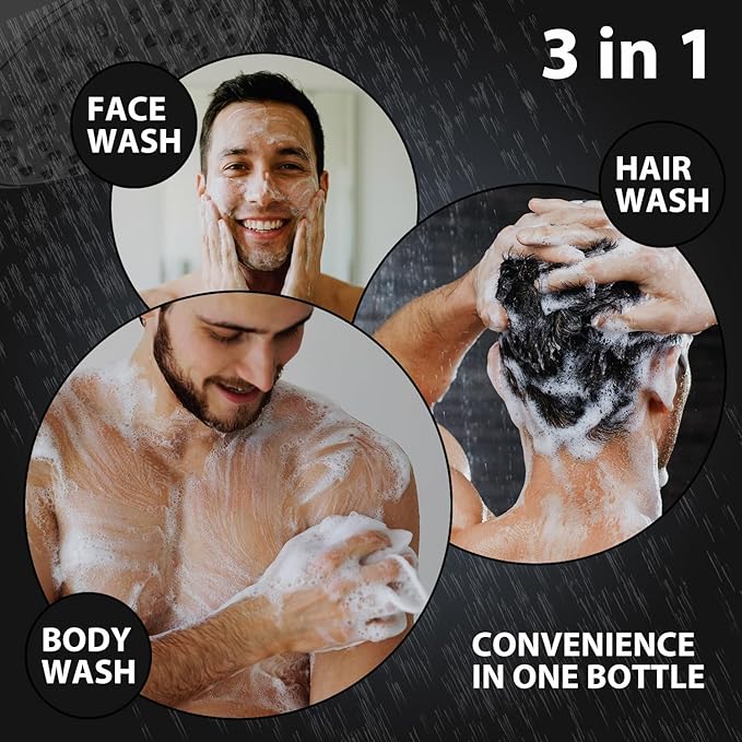 Bee & Flower Mens Body Wash Hyaluronic Acid Blue Clay Clarifying Bath Soap for Men Deep Cleansing Lightly Moisturizing Shampoo and Body Wash - 16.8 Fl Oz