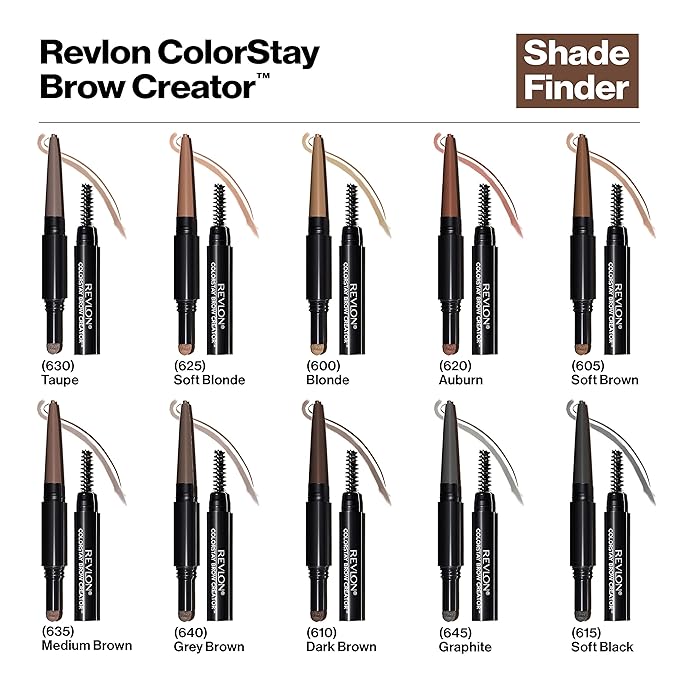 Revlon ColorStay Brow Creator, 2-in-1 Precise Eyebrow Pencil & Powder with Spoolie Brush, Waterproof & Long Lasting, 620 Auburn, 0.003 oz