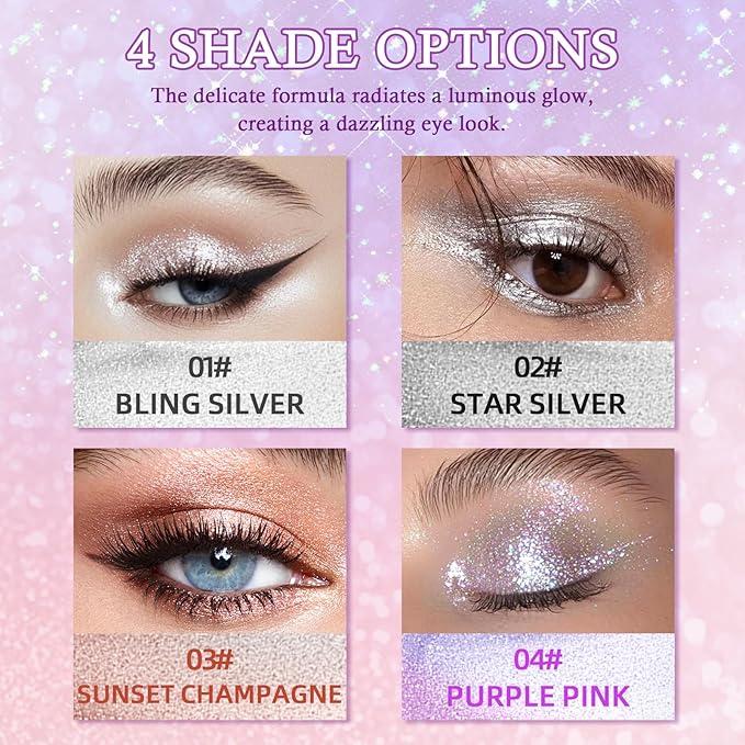 Liquid Glitter Chameleon EyeShadow Stick, Waterline Cream Matte Eye liner, Holographic Multichrome Metallic Shimmer Water Line Eyes Liner for Daily Makeup, 04# Purple Pink