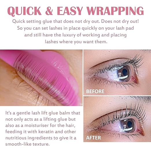 Libeauty Lash Lift Balm Lash Lift Glue Adhesive Strong Sticky Fruit Flavor Eyelash & Eyebrow Perm Glue Balm Brow Lamination Gel (Pink Peach, 10g/0.35oz)