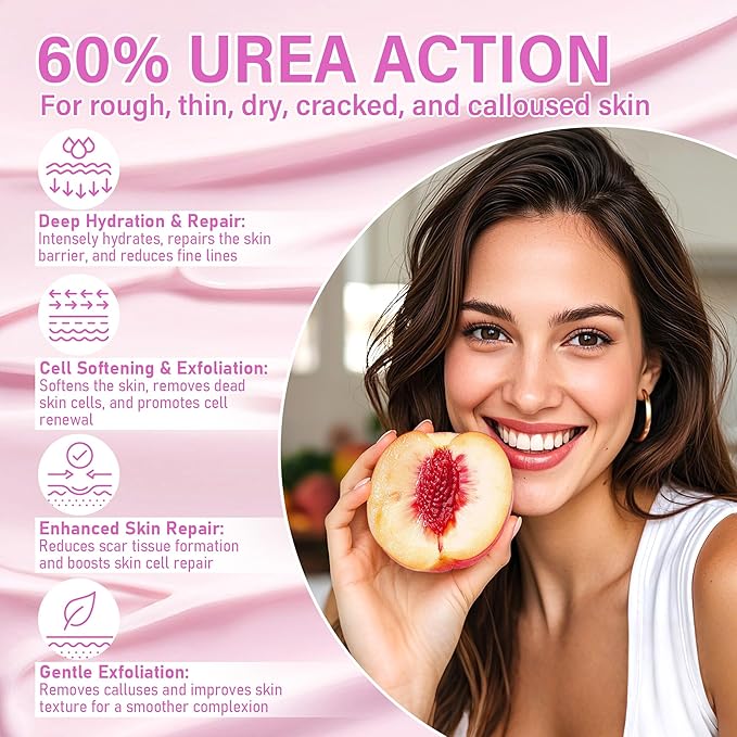 Urea Cream 60 Percent For Feet Maximum Strength - Intensive Repair Dry Cracked Skin, Urea Cream For Feet, Foot Cream For Dry Cracked Heels, 1 Pcs - 1.43 Oz