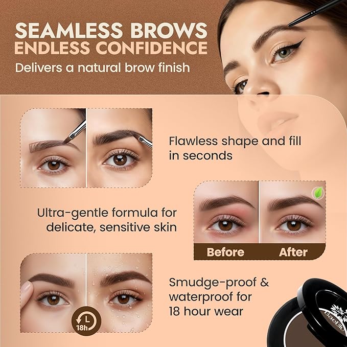 Organic Tinted Eyebrow Pomade, Medium - Water & Smudge-Proof Sculpting Eyebrow Wax for Shaping, Defining & Filling - Long-Lasting 18-Hour Hold - Easy-to-Apply, Vegan & Cruelty-Free - Made in USA