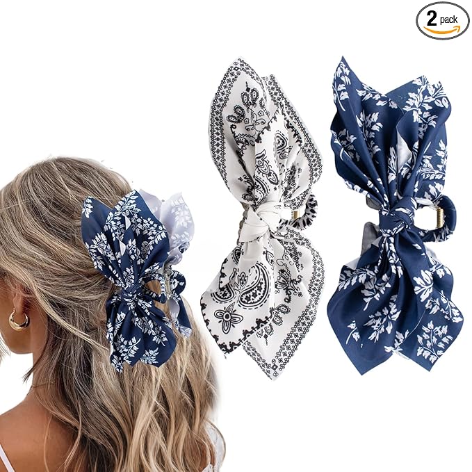Bow Claw Hair Clips 2PCS Paisley Big Hair Bows for Women Butterfly Styling Large Hair Clips for Thick Hair for Girls Hair Accessories for Teens Gifts for Ladies