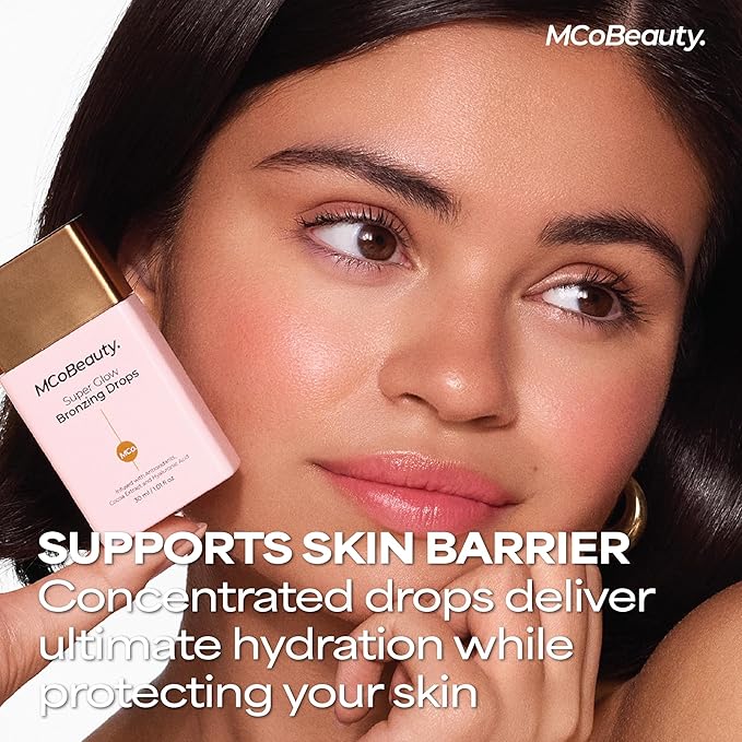 MCoBeauty Super Glow Bronzing Drops - Sun Kissed Shade - Golden Shimmer Liquid Bronzer - Hydrating Illuminating Face Tint with Jojoba Oil Hyaluronic Acid Cocoa Extract White Tea - Vegan & Cruelty Free