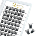 QUEWEL Lash Clusters 72 Pcs Wide Stem Individual Lashes C/D Curl 8-16mm Length DIY Lash Extension Soft False Eyelashes Wispy Cluster Lashes Easy to Create Natural Look At Home(Honey01-D-12mm)