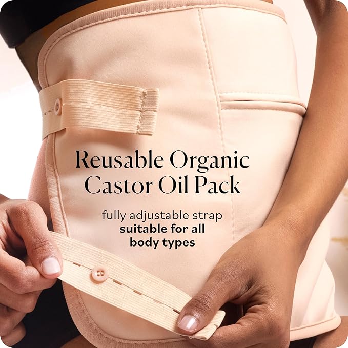 Sky Organics - Organic Castor Oil Pack Wrap Set - 16oz Castor Oil Organic, Adjustable Neck & Body Wraps, Body Wipes - for Liver Detox, Constipation Relief, Skin Care, Muscle Pain - Self Care - Beauty