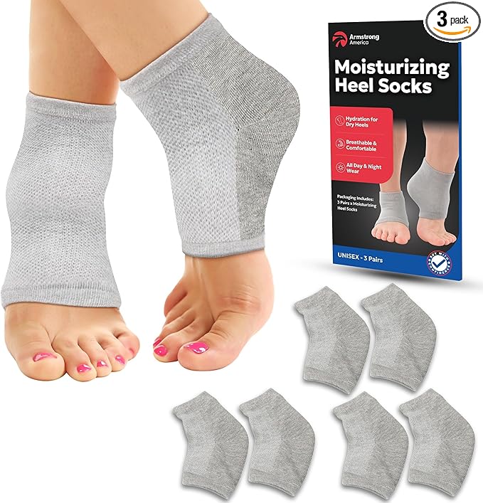 Moisturizing Socks for Women & Men | Aloe Vera Cracked Heel Treatment | Foot Callus Remover | Aloe Socks for Cracked Heels & Dry Feet | Lotion Infused Gel Heel Sleeves (Fits Most)