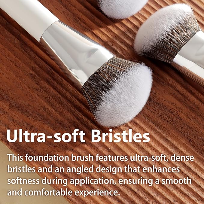 ALBEAUT 201 Angled Foundation Brush for Flawless Makeup Application Professional Liquid, Cream Powder Foundation Brush with Dense Bristles - Contoured for Precise Blending and Buffing
