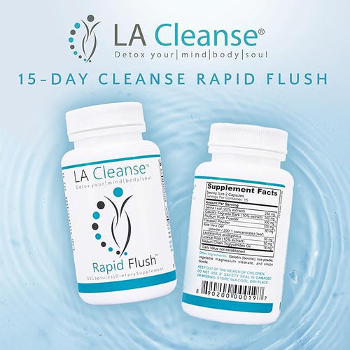 15 Day Cleanse and Detox - Rapid Flush 15 Day Gut Cleanse for Detox, Colon Cleanse, Gut Support - Enhance Digestion with Cascara Sagrada, Senna Leaf, Psyllium Husk - Capsules 30 Count