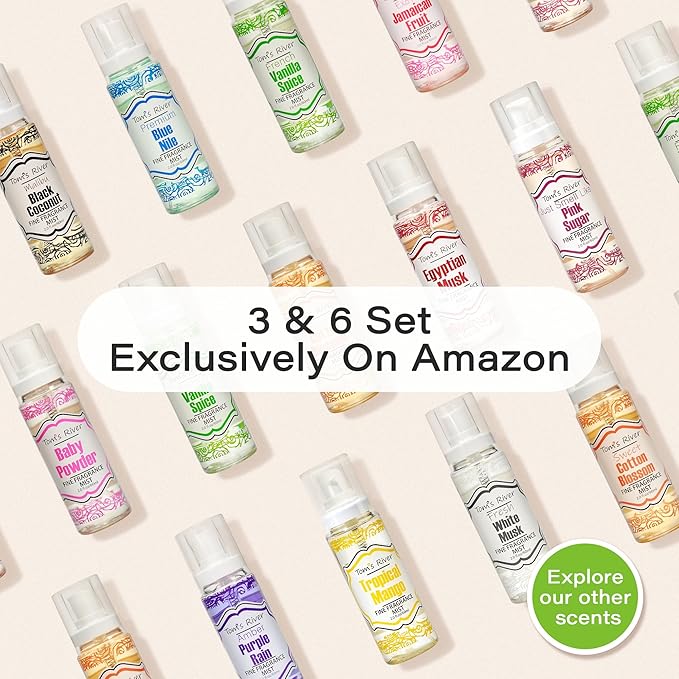Tom's River Fine Fragrance Body & Hair Mist | Tropical Mango Scented (Pack of 3) | For Daily Use | Travel-Friendly | 2 fl oz/ 60ml per Bottle (Pack of 3, Black Woman)