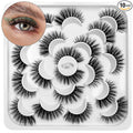 DYSILK Eyelashes Cat Eye Lashes - False Eyelashes Natural 10 Pairs 6D Faux Lashes Pack Fluffy Lashes Wispy Mink Natural Look Fake Lashes Reusable False Eyelashes | 14.5mm