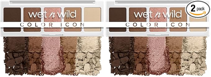 wet n wild Color Icon Eyeshadow Makeup 5 Pan Palette, Matte, Shimmer, Metallic, Long Wearing, Rich Buttery Pigment, Cruelty Free - Walking On Eggshells (Pack of 2)