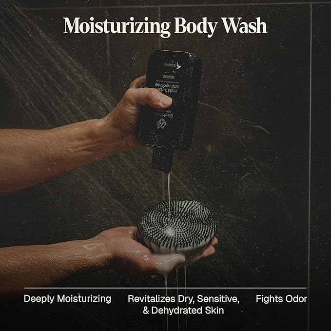Black Wolf Moisturizing Body Wash for Men, Sandalwood - Mens Hydrating Bodywash for Dry, Dehydrated, & Sensitive Skin - Hyaluronic Acid, Aloe Vera, & Jojoba Oil Body Cleanser Help Remove Oil & Dirt