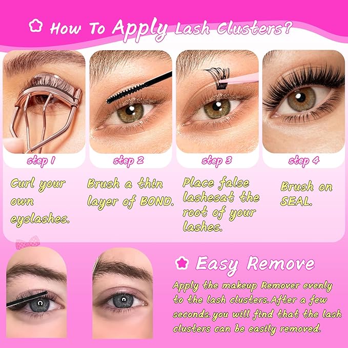 Manga Lash Clusters Kit, 336 Pcs Fluffy Eyelash Clusters Extensions 200D+200D D Curl Individual Wispy False Eyelashes Kit with Lash Bond, Lash Remover, Lash Tweezers, Lash Brush (Lash Clusters10-18mm)