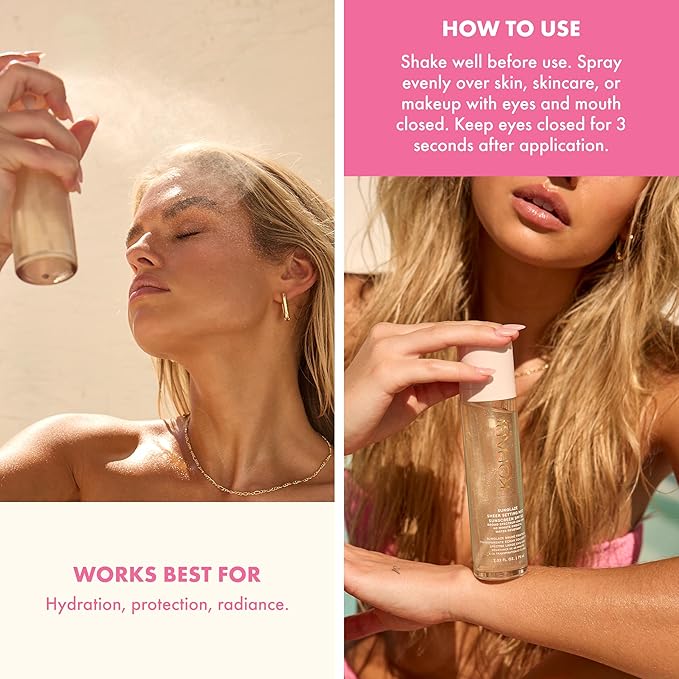 Kopari Summer Shield SPF Vault - Includes Rose Gold Sun Shield Body Glow SPF 45, Rose Gold Sunglaze Sheer Body Mist SPF 42, Sunglaze Sheer Setting Mist SPF 50, Sun Shield On-The-Glow Sheer Stick SPF 4