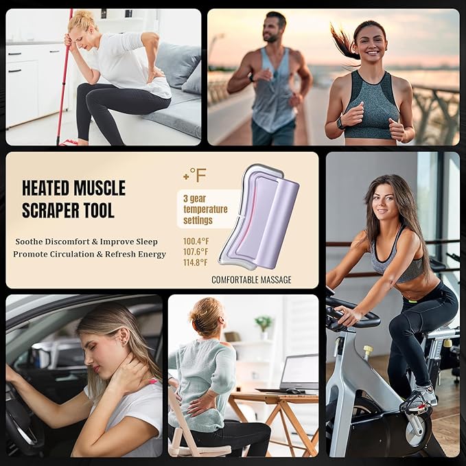 2026 New Upgrad Electric Muscle Scraper Tool for Full Body, Massage, Heated, Relaxation & Skincare, 4 Modes 3 Levels Multifunctional Gua Sha Tool Gifts for Family (Purple)