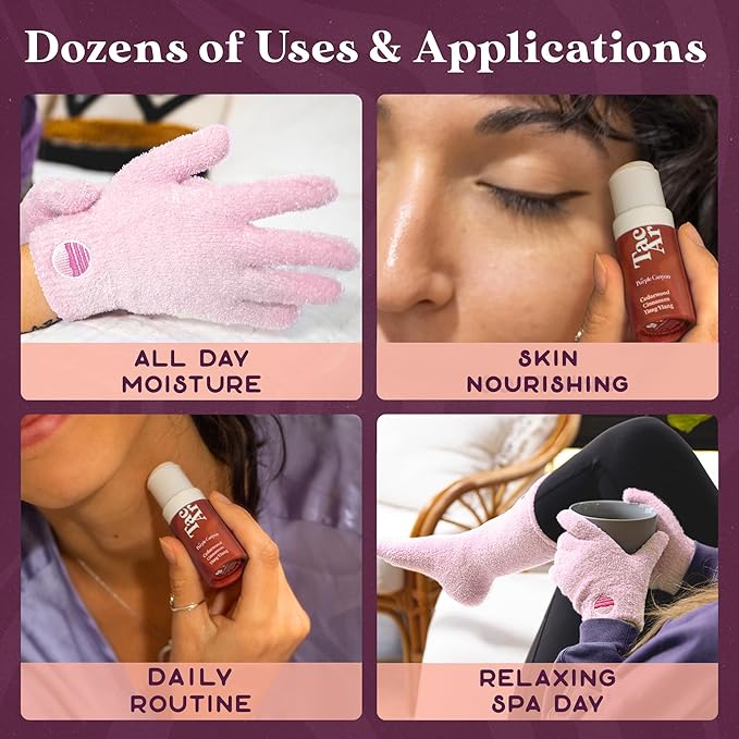Purple Canyon Moisturizing Socks & Gloves and Heel Balm Foot Care Kit | Pink Socks and Gloves Infused with Aloe Vera and Vitamin E | Cracked Heel Treatment for Self Care