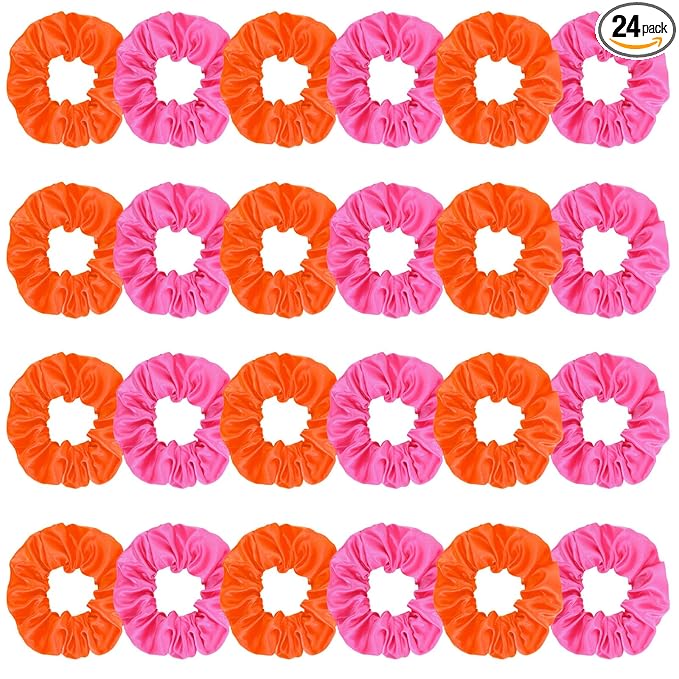 Silk Satin Scrunchies for Women Girls 24 PCS Hair Scrunchies Silk Satin Hair Ties for Thick Hair Bulk Hair Ties Hair Accessories